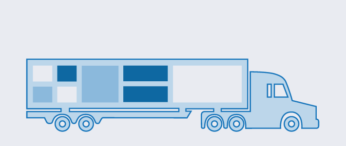 An illustration depicting less than truckload freight shipping
