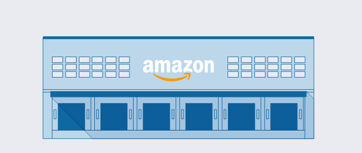 An illustration of an Amazon warehouse