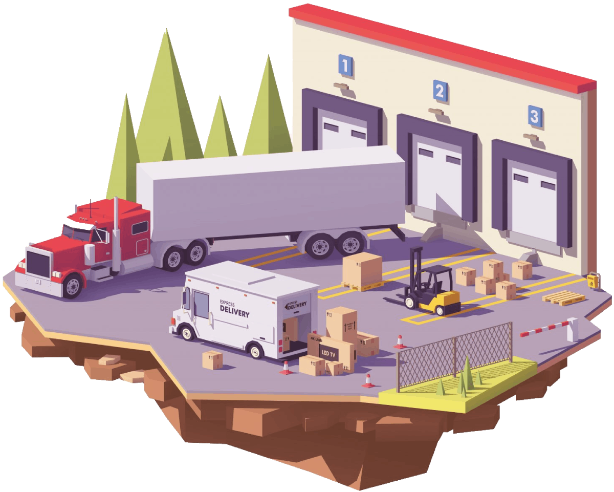 Illustration of freight loading unloading