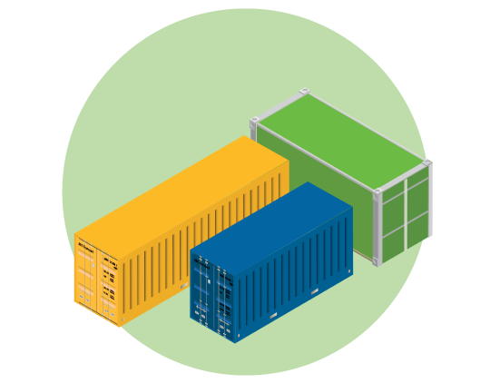 An illustration depicting freight containers