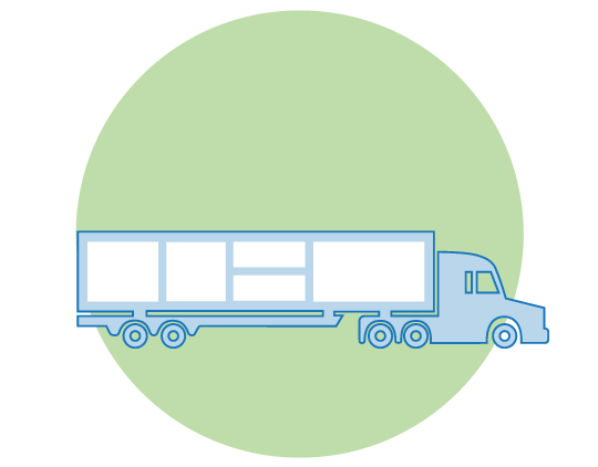 An illustration of a loaded FTL truck showing cargo inside